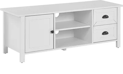 Zdjęcie produktu dla BELIANI Szafka RTV biała MDF 120 cm rustykalna 2 szuflady półki otwór na kable salon