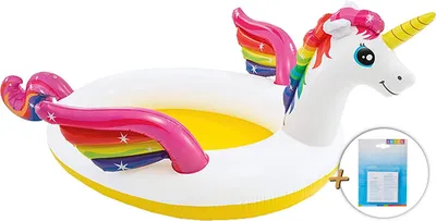 Produktbild von INTEX 57441NP - Baby Pool - Einhorn (272x193x104cm) + Reparaturflicken