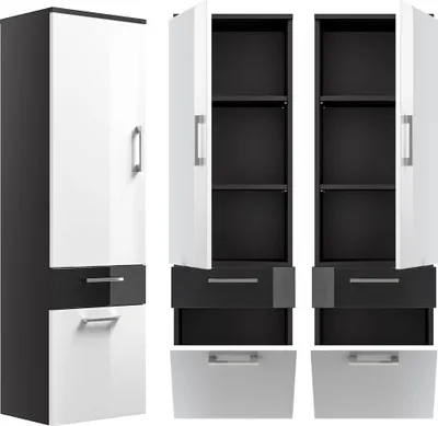 Produktbild von Hochschrank RIMAO-100 Hochglanz weiß, anthrazit, B x H x T ca.:  40 x 134,5 x 30 cm