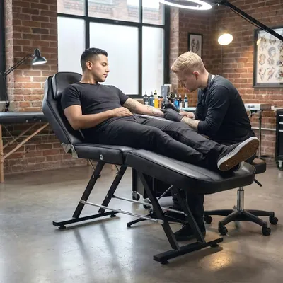 Produktbild von Massageliege Kosmetikliege mit hocker, Hoehenverstellbar kosmetikliege 3-zone 185cm, Bereit rueckenlehne verstellbar belastbar und hocker, bis 280 kg
