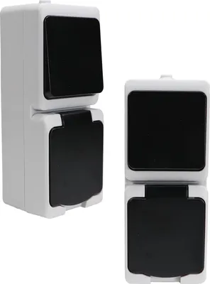 Produktbild von 2er Set REV AquaMini Kombination Schalter Steckdose Aufputz IP54 Feuchtraum kompakt platzsparend mini