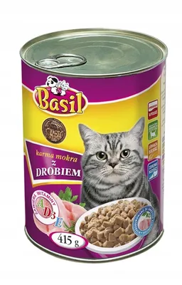 Zdjęcie produktu dla Karma mokra Basil 415g z drobiem dla kota 1szt.