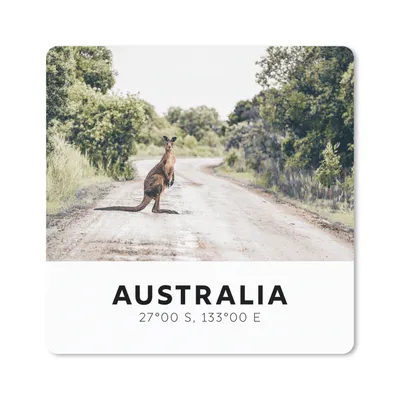 Produktbild von MuchoWow® Mauspad Mousepad Australien - Känguru - Straßen 20x20 cm - Mousepads - Maus Mat - Pad - Mausunterlage - Desk Mat - Bureauartikeln