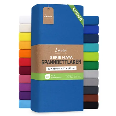 Zdjęcie produktu dla Lavea® Pościel satynowa na materac dla dzieci, 60x130 cm - 70x140 cm, wzór Maya, 100% bawełna – Miękka, oddychająca pościel przeznaczona do materacy o grubości do 12 cm - kolor turkusowy