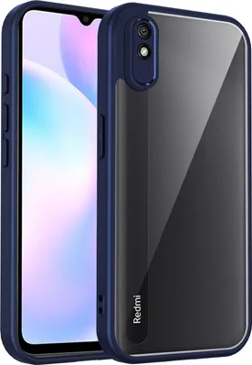 Obrázek produktu pro Pouzdro pro Xiaomi Redmi 9A průhledný zadní kryt s TPU rámečkem, odolné proti nárazům Modrý