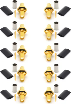 Image de RP-SMA femelle LMR240 LMR-240 RG59U RG8X RG-8X Connecteur de câble coaxial RF plaqué or (pack de 10)