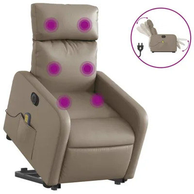 Obrázok produktu pre vidaXL Masážne kreslo so stojacou pomôckou elektrické cappuccino Imitácia kože