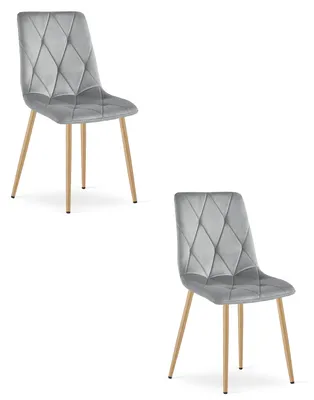 Immagine prodotto di Sedia imbottita in velluto LIBRA grigio chiaro per soggiorno cucina x2