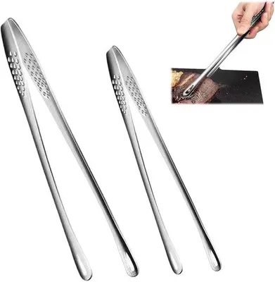 Obrázok produktu pre Sada dvoch nerezových kuchynských klieští Unyqoos® (24 a 28 cm) s protišmykovými drážkami a drážkovanými koncami – multifunkčné, vhodné na grilovanie, varenie a servírovanie