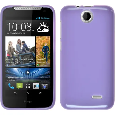 Produktbild von PhoneNatic Case kompatibel mit HTC Desire 310 - lila Silikon Hülle Candy + 2 Schutzfolien