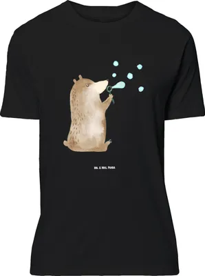 Produktbild von Mr. & Mrs. Panda Größe M T-Shirt Bär Seifenblasen - Schwarz - Geschenk, Teddy, Shirt, Herren, mit Spruch, Lustig Sein Glücklich Traurig Happy, Tshirt