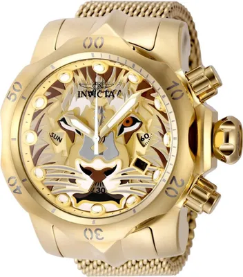 Zdjęcie produktu dla Invicta Venom 48172 Zegarek Męski - Mechanizm Kwarcowy - Stal Nierdzewna ze Złotą Tarczą - 54 mm