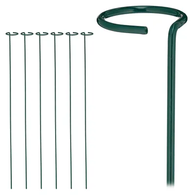 Produktbild von 12 x Rankhilfe, Pflanzenhalterstab mit Blumenring, wetterfest, Blumenstütze aus Metall, 80 cm, dunkelgrün