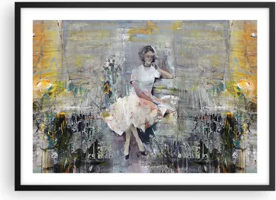 Produktbild von Gerahmtes Poster - Schwarzer Rahmen - Zeitgenössisch Malerei Frau - 70x50 cm - Wand Bild - Wanddeko - Wandbilder - Kunstposter - Wandposter - Bilderrahmen - Bilder - Kunstdruck - P2BAA70x50-4596