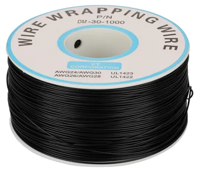 Immagine prodotto di Avvolgimento a bobina, cavo in rame intrecciato, cavo 30 AWG, diametro del conduttore di 0,25 mm (nero)