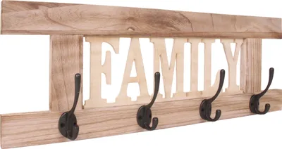 Produktbild von Wandgarderobe HWC-C60 Family, Garderobe Garderobenpaneel, Shabby-Look Vintage 60x21cm naturbraun