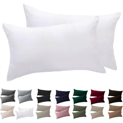 Produktbild von Kissenbezug 40x70 cm 2er Set Weiß 100% Mikrofaser mit Reißverschluss