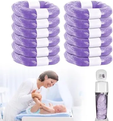 Produktbild von PromoHome® 12 Stück Nachfüllfolie für Windeleimer, geruchshemmende Ersatzrollen, Lila, 4,5 m pro Rolle