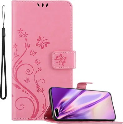 Produktbild von Cadorabo Hülle für Huawei P40 Schutz Hülle in Rosa Schutzhülle Handy Hülle Etui Case Blumen Flower