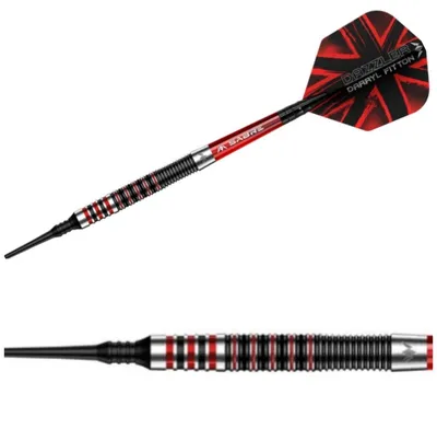 Produktbild von Mission | Darryl Fitton | Softdarts | 95% Tungsten | 18g | Black‑Red Electro | Dartpfeile Set