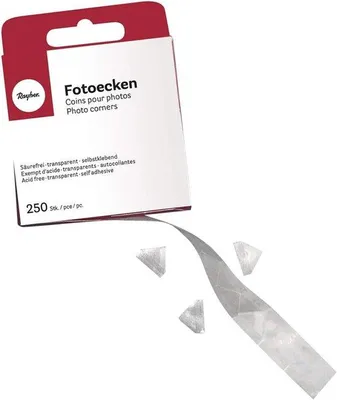Produktbild von Famanu Fotoecken 1,3 x 1,5 cm - Box mit 250 Stück für kreatives Basteln