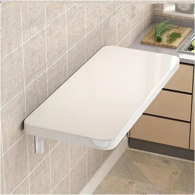 Produktbild von Klappbarer Wandtisch - Neerklapbureau - Raumsparende Arbeit - Starke Tragfähigkeit - 50 x 30 cm - Weiß