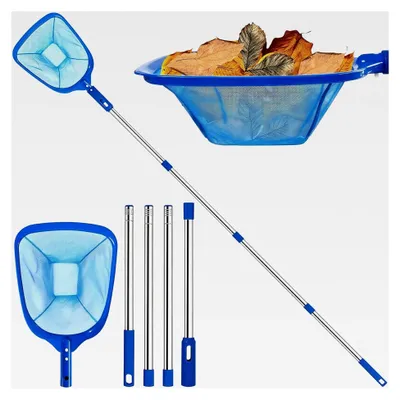 Produktbild von 185 cm Poolkescher mit Teleskopstange, feinmaschig für Poolreinigung, Teichkescher für Schwimmbad, Teich, Algen, Aufstellpool, Planschbecken, Whirlpool