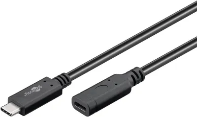 Produktbild von goobay 61038 USB C Verlängerung 1m USB 3.2 Gen 2 / USBC Schnellladekabel 60W 20V 3A Ladekabel/USB-Kabel 10 Gbits/USB Verlängerungskabel 1m