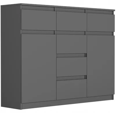 Obrázek produktu pro Komoda 120 cm 6 zásuvky 2 dveře skříňka FRAMIRE S-62D antracit