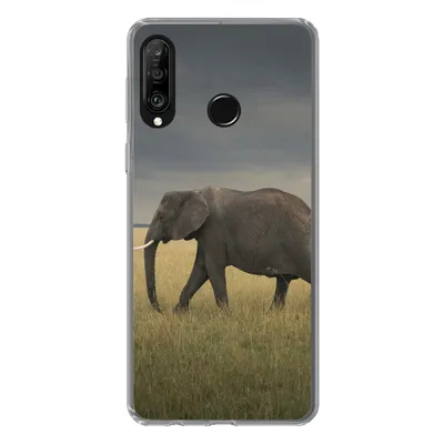 Produktbild von MuchoWow® Handyhülle Schutzhülle Hülle für Huawei P30 Lite Elefant - Savanne - Tiere - Natur Silikon Softcase Handy Hülle - Handyhülle