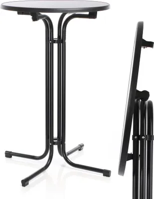 Produktbild von Skládací bistro stůl Toboli v černé barvě Ø80 cm Kulatý stojící stůl vnitřní/venkovní skládací stůl 110 cm vysoký