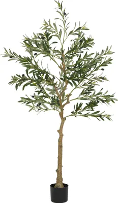Produktbild von Kunstpflanze, Künstlicher Olivenbaum, 150 cm, 720 Blätter, 40 Oliven, stabiler Blumentopf, Dekorationspflanze, Grün
