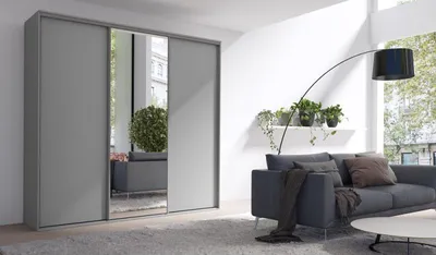 Obrázek produktu pro Zrcadlová šatní skříň 277 cm AMBOY 9 - šedá