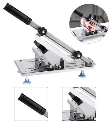 Image de Trancheuse manuelle pour viande - Machine à trancher pour produits surgelés - En acier inoxydable - Convient pour le bœuf, l'agneau, le lard et les légumes - Idéale pour les fondues et l'usage domestique