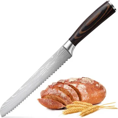 Produktbild von Fullhi Brotmesser, 8 Zoll, mehrfarbig, Edelstahl, 2-teiliges Gehäuse, inkl. Wache (Holzkaffee)