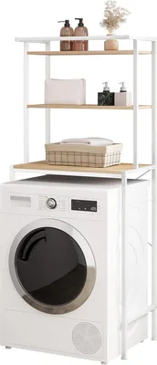 Produktbild von EUGAD WC Regal über Waschmaschine Toilette, 3 Ablagen, Metall Holzwerkstoff,Weiß