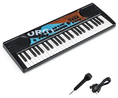 Obrázek produktu pro Dětské elektrické klávesy s 49 klávesami a mikrofonem, 8 rytmů