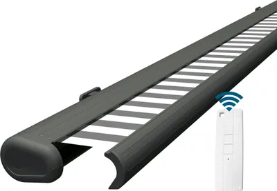Produktbild von Eclipse Premium elektrische Vollkassettenmarkise Grau 4x3 m Tuch: Grau-Weiß