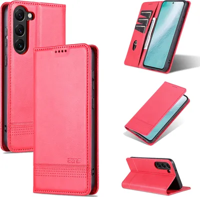 Produktbild von Galaxy S23 Leder Hülle, Klapphüllen Brieftasche Magnetverschluss Ständer Schutzhülle für Samsung Galaxy S23 Rosa