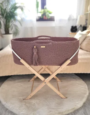 Obrázek produktu pro Boho Dětská Postýlka s Matrací Silver Mauve Ručně Vyrobená v EU s Antibakteriálními Vlastnostmi