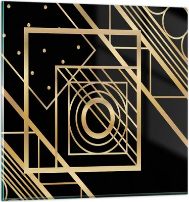 Produktbild von Bilder auf glas - Einteilig - Abstraktion Quadrat Gold - 70x70cm - Glasbilder - Wandbilder - Bilder - zum Aufhängen bereit - Wanddekoration aus Glas - Glas Bilder - Wandbild auf Glas - GAC70x70-4375