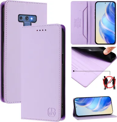 Produktbild von Lederhülle für Samsung Galaxy Note 9 Hülle Flip Brieftasche Kartenfächern Ständer Schutzhülle Violett