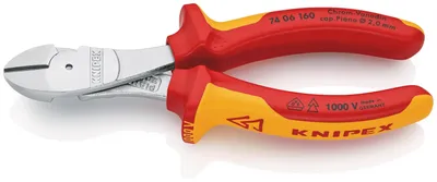 Produktbild von Knipex 74 06 160, Diagonale Zange, Chrom-Vanadium-Stahl, Kunststoff, Orange, Rot, 160 mm, 215 g