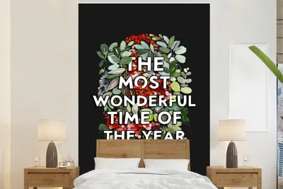 Produktbild von MuchoWow® Fototapete für Wohnzimmer oder Schlafzimmer Wandtapete Vinyl Motivtapete Weihnachten - Zitat - Aquarell - 160x240 cm - Vinyltapete