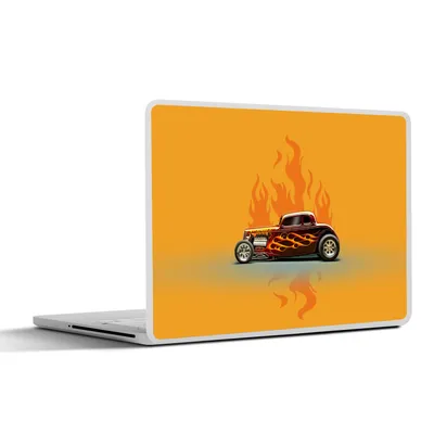 Produktbild von MuchoWow® Laptop Aufkleber Sticker Cover Auto - Flammen - Rot - Vintage 30x22 cm - Laptop-Sticker