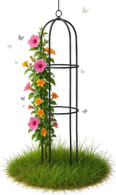 Produktbild von Bituxx Rosenturm Obelisk Rosenbogen Metall Rankbogen Gartenbogen Torbogen Rundbogen Rankhilfe Garten Rankgitter 150cm MS-19557