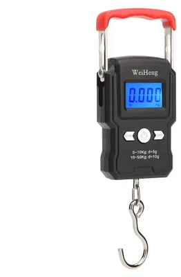 Produktbild von 50 kg/5 g LCD-Digitalanzeige mit Hintergrundbeleuchtung, tragbare Hängehakenwaage, doppelte Genauigkeit, Angeln, Reisen, Mini-elektronisches Wiegen