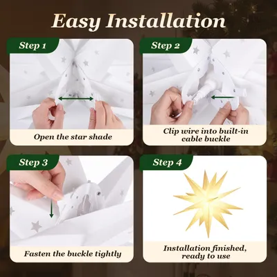 Produktbild von Weihnachtsstern 45cm beleuchtet 3D Leuchtstern für Fenster - SALCAR Außen