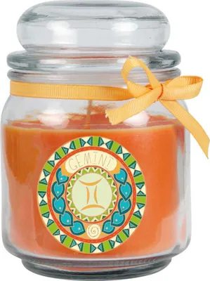 Produktbild von Sternzeichen Duftkerze  im Bonbonglas ( Zwillinge ) - viele Motive zur Auswahl, 300g - Brenndauer bis zu 70 Std - Gemini