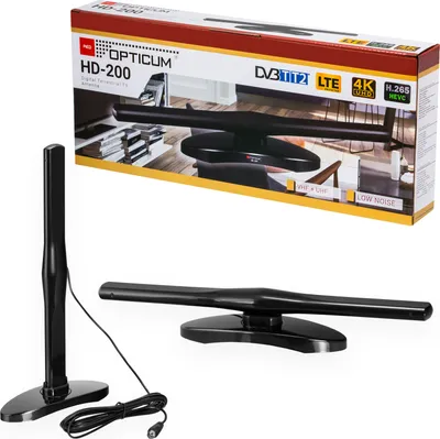 A product box with an image of the antenna and two antennas shown separately.